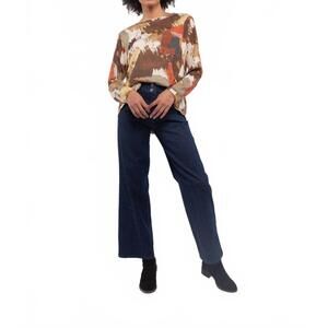 NEW M MADE IN ITALY abstract long sleeve knit top in anthracite